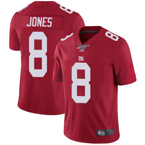 Men's New York Giants #8 Daniel Jones Red 2019 100th Season Vapor Untouchable Limited Stitched NFL Jersey